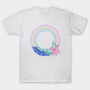 Rainbow and flowers. Watercolor flowers T-Shirt